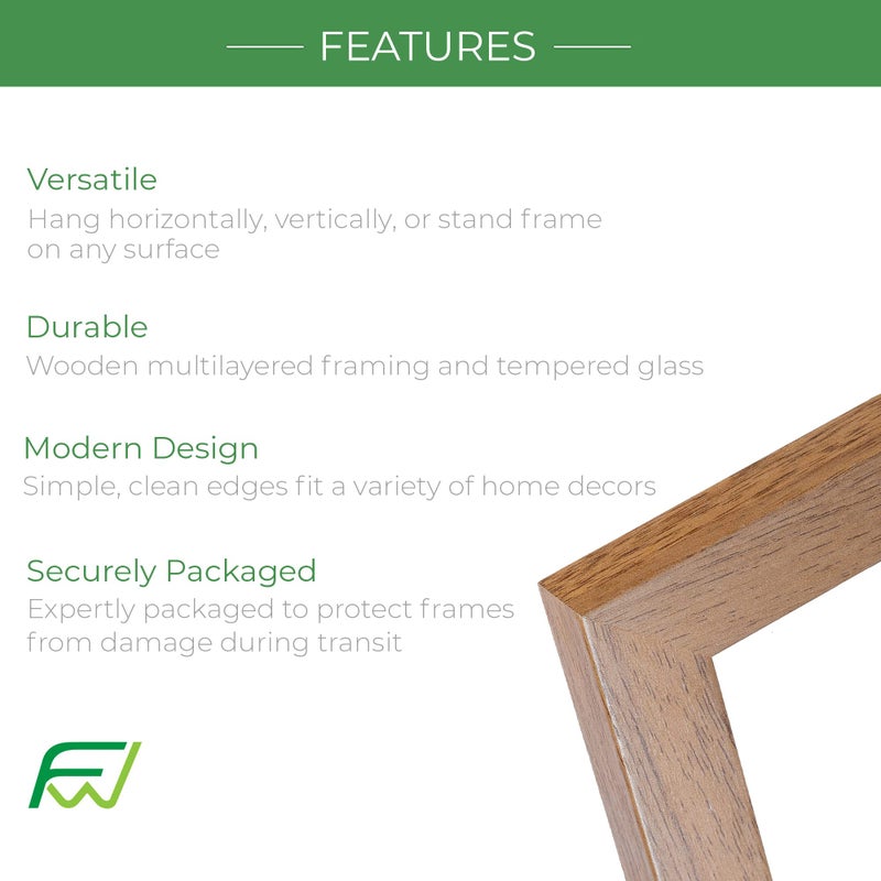 FrameWorks 2-Pack، 8x10 إطار صورة غير لامع إلى 5x7، أسود - إطار صورة كلاسيكي مع زجاج مقسّى، إطار صورة بحواف نظيفة، إطار ملصق بلمسة نهائية بيضاء غير لامعة، إطار شهادة - Image 5